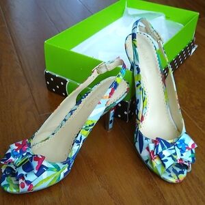 Kelly & Katie Multicolor Floral Slingback Heels